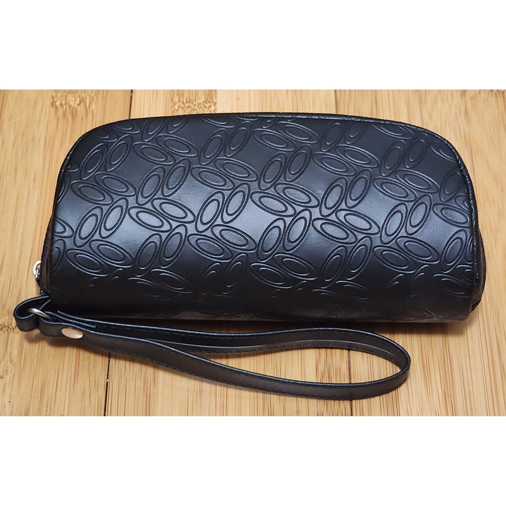 Oakley Black Leather Sunglasses Zip Around Case Soft Shell Strap Logo Wristlet